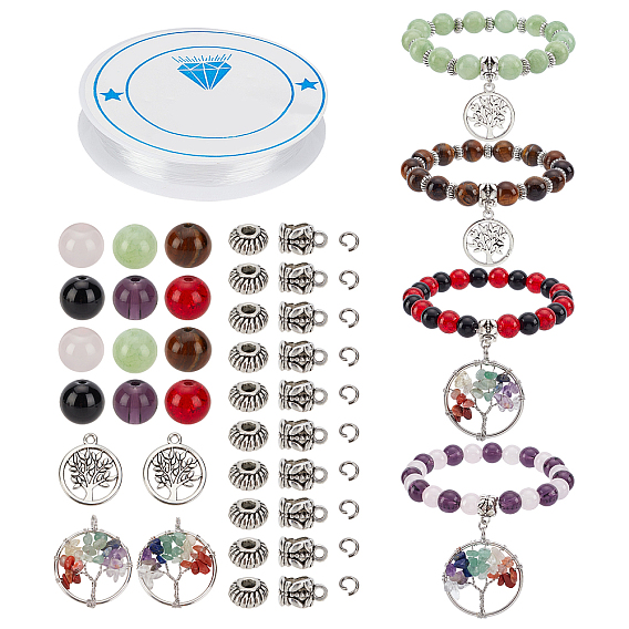 DIY Bracelets Making Kit, Including Natural Gemstone Beads, Glass Beads, Alloy Beads, Pendants & Tube Bails, Mix Stone Pendants, 304 Stainless Steel Jump Rings