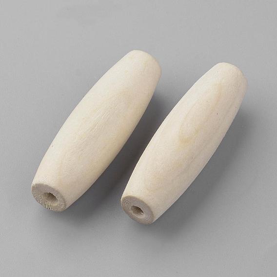 Cuentas de madera sin terminar, cuentas de madera natural, oval, sin plomo