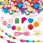 DIY Natural Wood Beads Bracelet Making Kit, Including Dyed Wood Beads, Elastic Cord & Thread