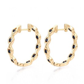 Овальные серьги-кольца из латуни, без никеля , с кубического циркония