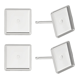 2пары 925 серьги-гвоздики из стерлингового серебра, квадратные оправы для сережек, родий, 1Замшевая ткань из ПК, квадратная салфетка для полировки серебра