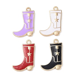 Rack Plating Alloy Enamel Pendants, Cadmium Free & Nickel Free & Lead Free, Golden, Boot Charms