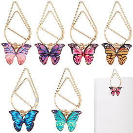 6шт. скрепки из углеродистой стали, с подвесками в виде бабочек из сплава эмали