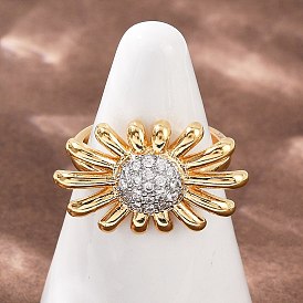 Латунные микро проложить манжеты кольца кубического циркония, цветок