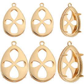 10pcs 2 styles pendentifs en laiton avec strass, suspension panier avec montage griffes, larme