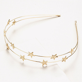 Metallic Double-layered Headband with Five-pointed Star - Sweet and Simple Hairband.