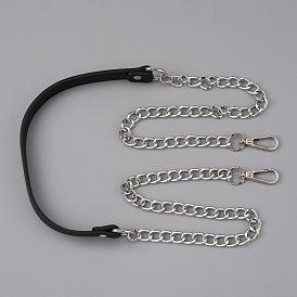 PU Leather Bag Straps, with Alloy Swivel Clasps and Iron Curb Chains, Bag Replacement Accessories