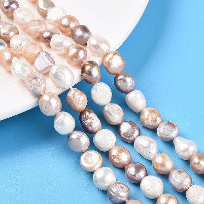 Нити из натурального культивированного пресноводного жемчуга, двух сторон полированной