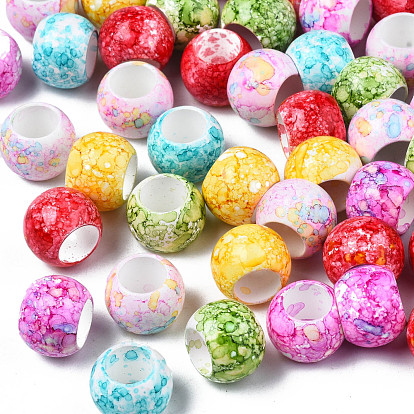 Opaque Spray Painted Acrylic Large Beads, , Rondelle