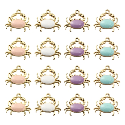 40 шт 4 цвета экологически чистые подвески из цинкового сплава, с эмалью, без кадмия, без никеля и без свинца, форма краба, золотой свет