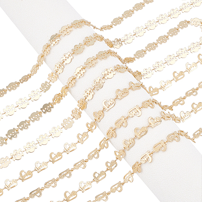 2M 2 Style Brass Link Chains, Long-Lasting Plated, Unwelded