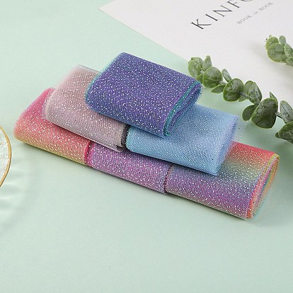 Ленты сетки деко полиэстера, Радужный градиент цвета блестящий тюль ткань, для подарочной упаковки diy craft, украшение стены домашней вечеринки