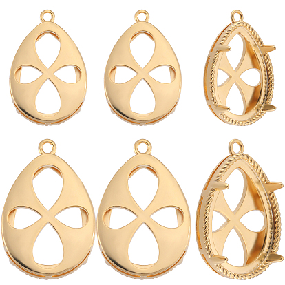 10pcs 2 styles pendentifs en laiton avec strass, suspension panier avec montage griffes, larme