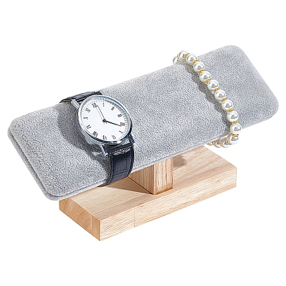 Бархатные наклонные подставки для браслетов, с деревянным основанием, держатель-органайзер для браслета, прямоугольные