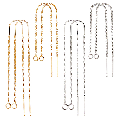 8 pcs 4 conclusions de boucles d'oreilles en laiton de style, fils d'oreille, sans nickel