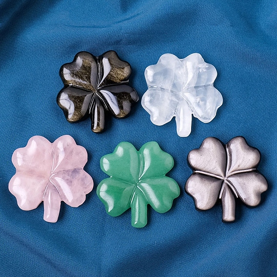 Резные фигурки клевера из натуральных драгоценных камней, для домашнего украшения рабочего стола