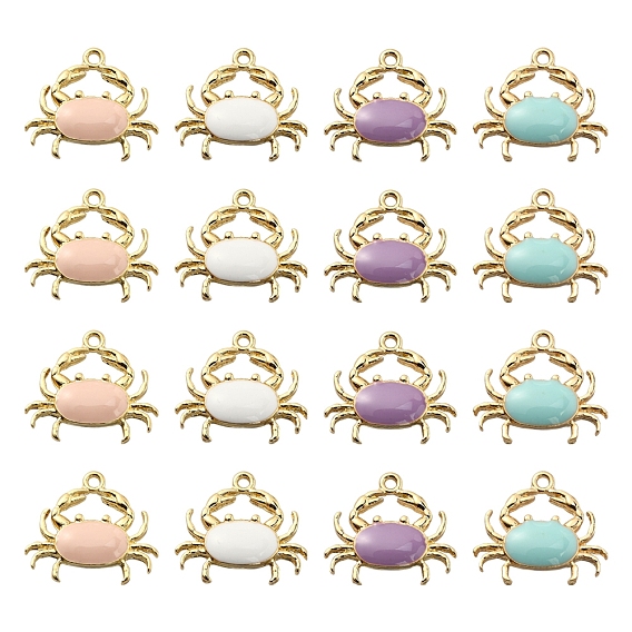 40 шт 4 цвета экологически чистые подвески из цинкового сплава, с эмалью, без кадмия, без никеля и без свинца, форма краба, золотой свет