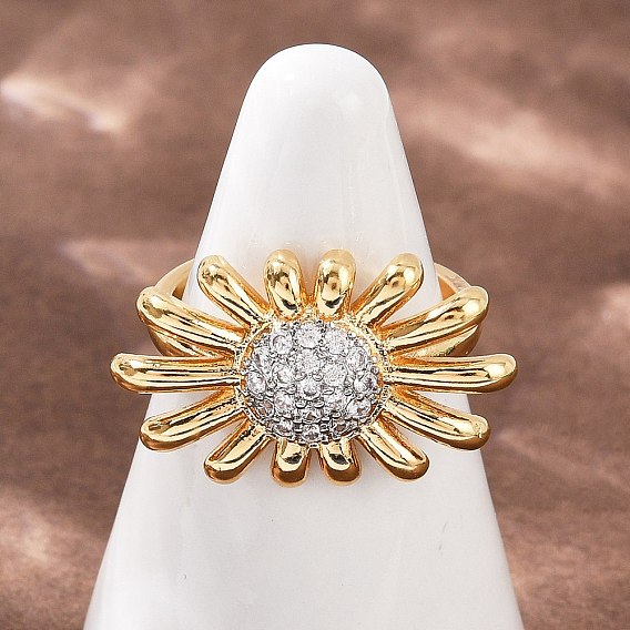 Латунные микро проложить манжеты кольца кубического циркония, цветок