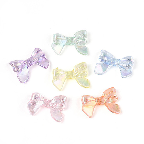 Уф-покрытие прозрачные акриловые бусины, радужный, бантом