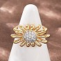 Латунные микро проложить манжеты кольца кубического циркония, цветок