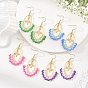 Oval Brass & 304 Stainless Steel Dangle Earrings, Cross, Glass Beads Dangle Earrings for Women, Golden