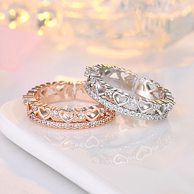 Латунное кольцо с открытой манжетой в форме сердца для женщин