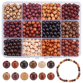 540шт 12 цвета натуральные необработанные деревянные бусины, круглые деревянные бусины из бисера для изготовления поделок