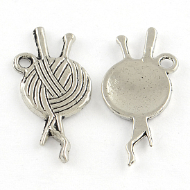 Tibetan Style Clew Alloy Pendants, Lead Free & Cadmium Free, 25.5x11x1.5mm, Hole: 1.5mm, about 1098pcs/1000g