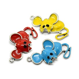 Сплавочные подвески из эмали, форма мыши, античный серебрянный цвет, 29x45x6 мм, отверстие : 2 мм
