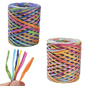 2 Rolls 2 Colors 80M Raffia Ribbon, Packing Paper String, for Gift Wrapping, Party Decor, Craft Weaving