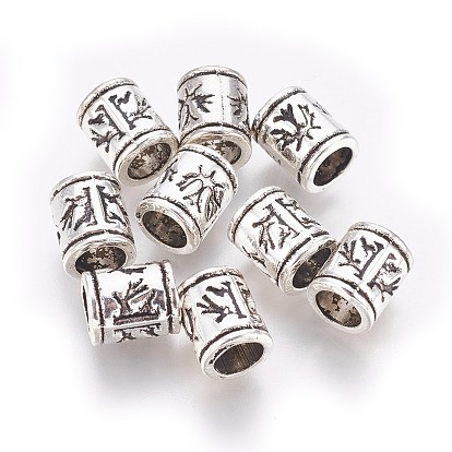 Tibetan Style Alloy Beads, Lead Free and Cadmium Free, about 7mm in diameter, 8.5mm long, hole: 5mm