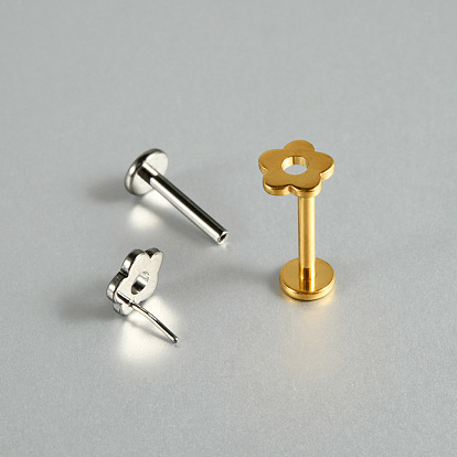 F-136 титановый сплав губные серьги без резьбы, цветок