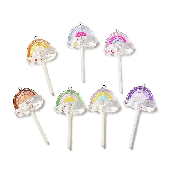 Акриловые подвески, с краской, кольцо из смолы и железа, облако