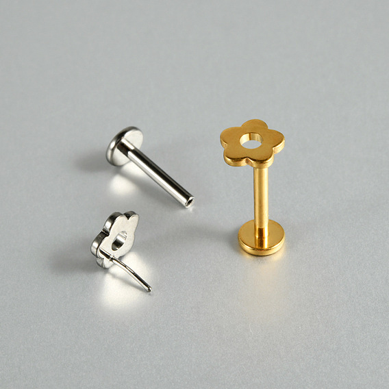 F-136 титановый сплав губные серьги без резьбы, цветок