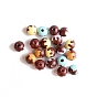 Printed Wood Beads, Round with Chocolate Pattern
