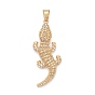 304 Stainless Steel Big Pendants, with Crystal Rhinestone, Crocodile