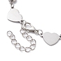 Stainless Steel Heart Link Chain Bracelet with Cubic Zirconia