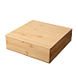 Wooden Storage Boxes, 4 Compartments, with Cover, Square