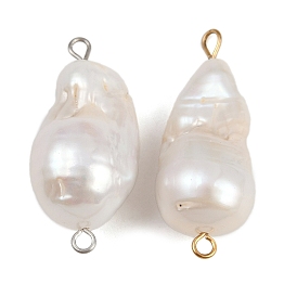 Подвески-капельки из натурального пресноводного жемчуга Кеши, с 304 двойными петлями из нержавеющей стали, белые