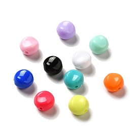 Opaque Acrylic Beads, Flat Round