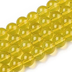 Выпечки нарисованных стеклянных бусин прядей, имитация Opalite, круглые