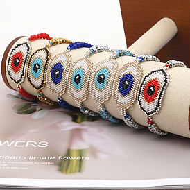 Miyuki Antique Beaded Handmade Devil's Eye Bracelet - Ethnic Fashion Jewelry.