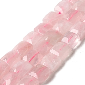 Природного розового кварца нитей бисера, граненые, квадратный
