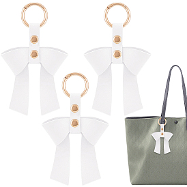 3шт. брелоки из искусственной кожи с бантиками, с брелоками из цинкового сплава, золотые