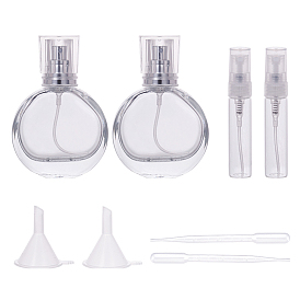 BENECREAT Glass Spray Perfume Bottles, with PP Plastic Sprayer, Dropper Set PP Plastic Funnel Hopper and PE Plastic Dropper