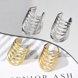 Brass Cuff Earrings for Women, Multilayer C-shaped