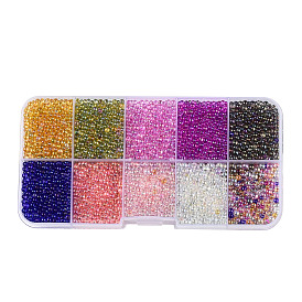 10 Grid Bubble Beads, DIY 3D Nail Art Decoration Mini Glass Beads, Tiny Caviar Nail Beads