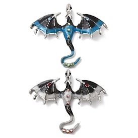 Эмалированный сплав со стразами, большие подвески, птерозавр, платина