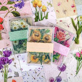 Retro Story Boxed Flower Series, DIY Waterproof PET Picture Stickers