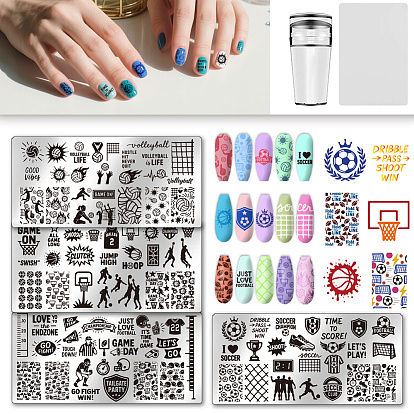 Шаблоны изображений для дизайна ногтей из пластика, с силиконовой печатью и скребком, с шаблонами для нейл-арта из нержавеющей стали, шаблонный инструмент